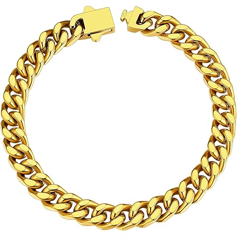 ChainsHouse Stainless Steel Cuban Link Bracelet for Men, 5mm/7mm/9mm/12mm Width, 7.5