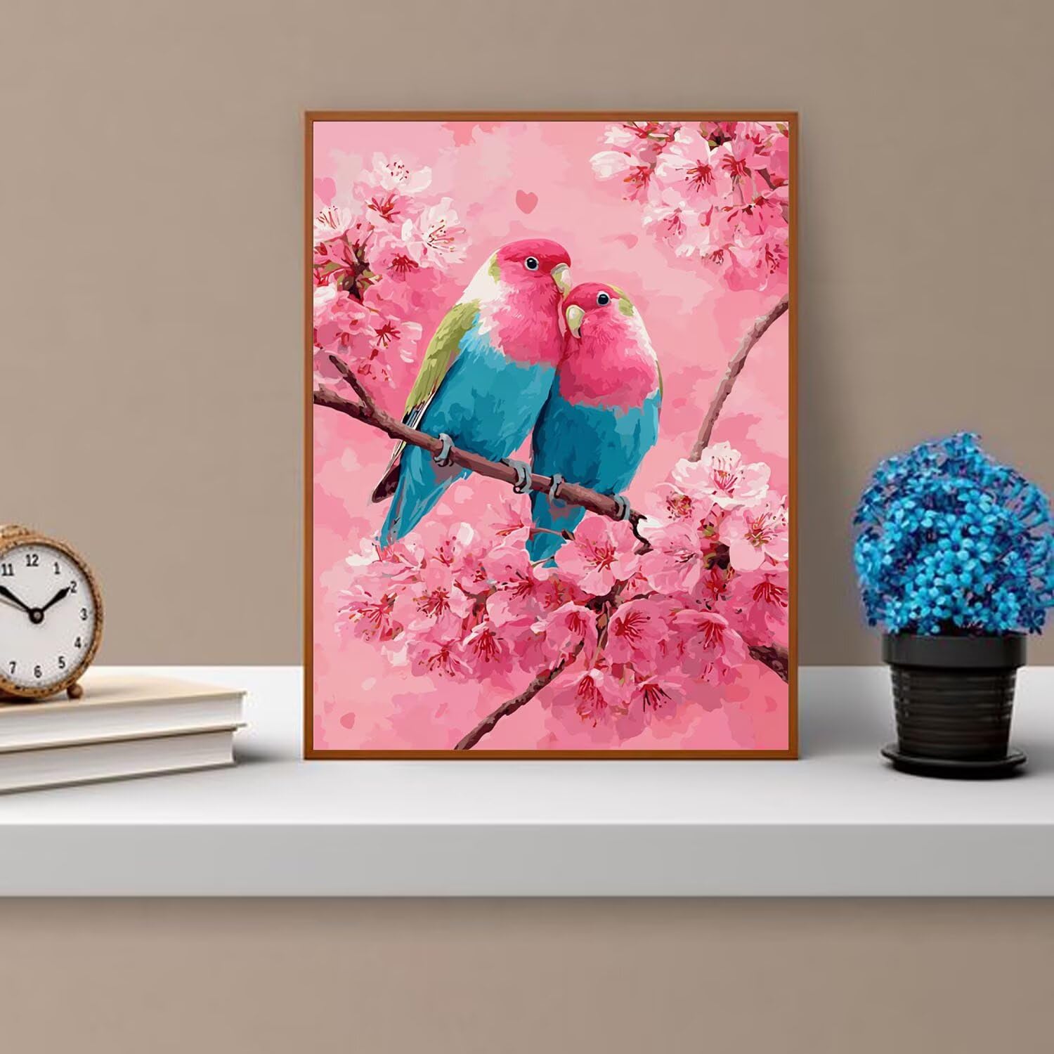 Dipingere con i Numeri Adulti uccelli, rosa Dipingere con i Numeri Bambini DIY Kit, Set Premium con Pennelli, Decorazione Casa & Creativo Regalo di Compleanno, Attività di Tempo libero 70x95cm z-319