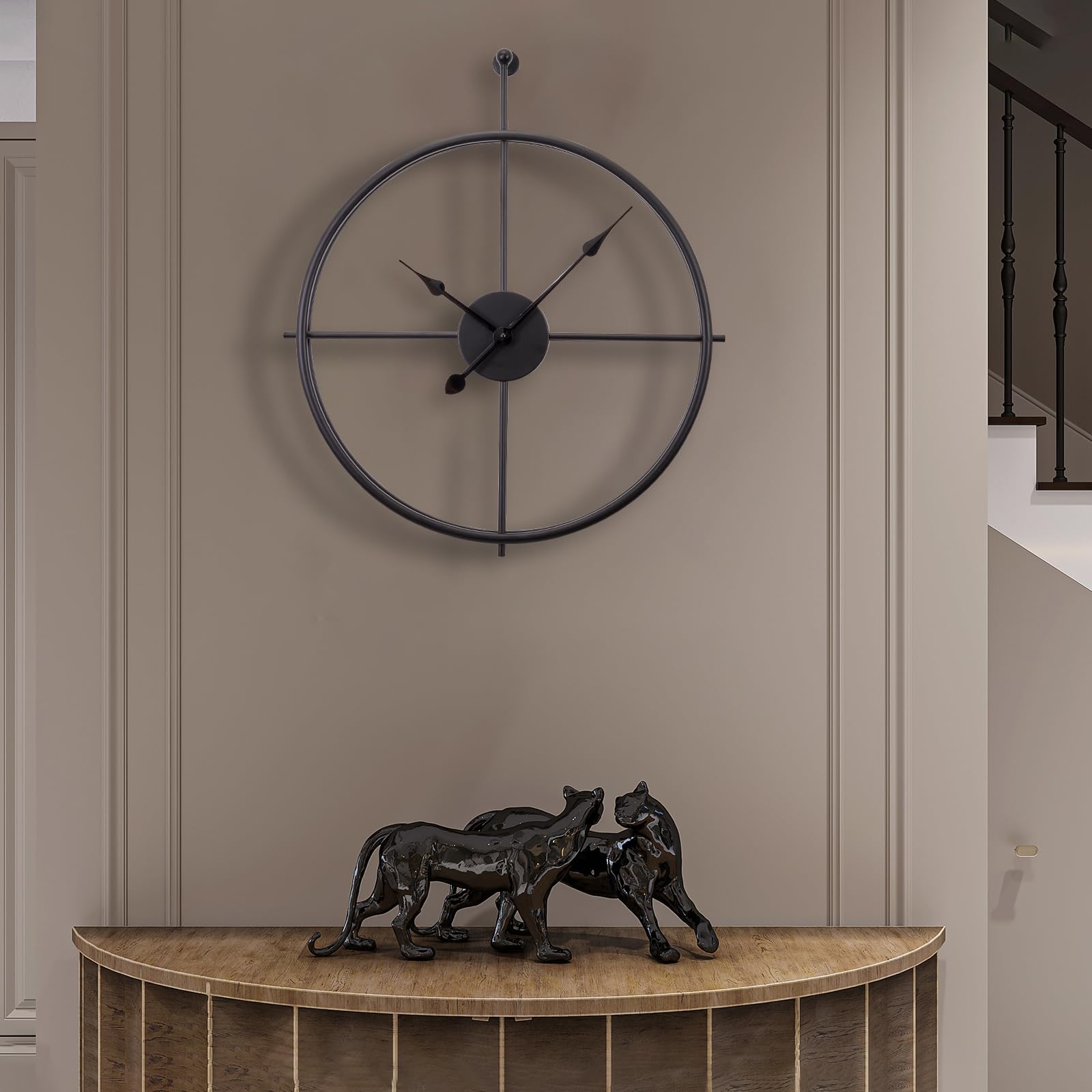 24 Inch Black Slient Wall Clock Battery Operated,Large Non-Ticking Modern Wall Clock for Living Room Bedroom Kitchen Bathroom Office Home Farmhouse Decor