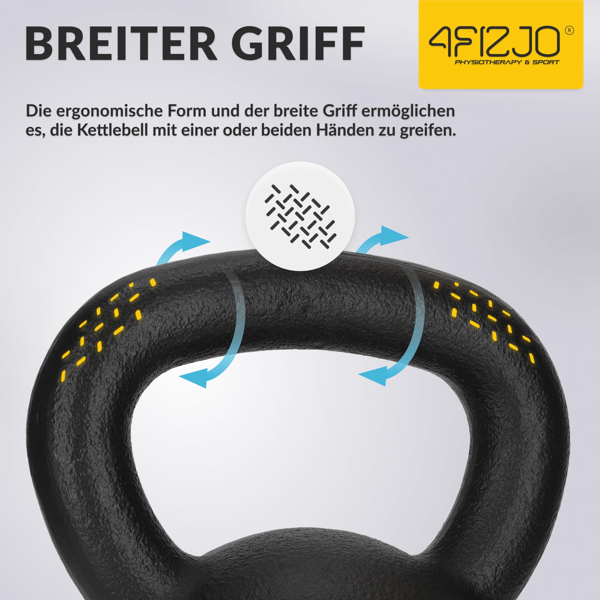 4FIZJO Kettlebell aus Gusseisen, Schwunghantel für Fitness, Kraft und Ausdauertraining, Kugelgewicht, Rundgewichte für Zuhause, Turnhalle, Gewichte Bodenschonende - Kugelhantel, Farbe: Schwarz