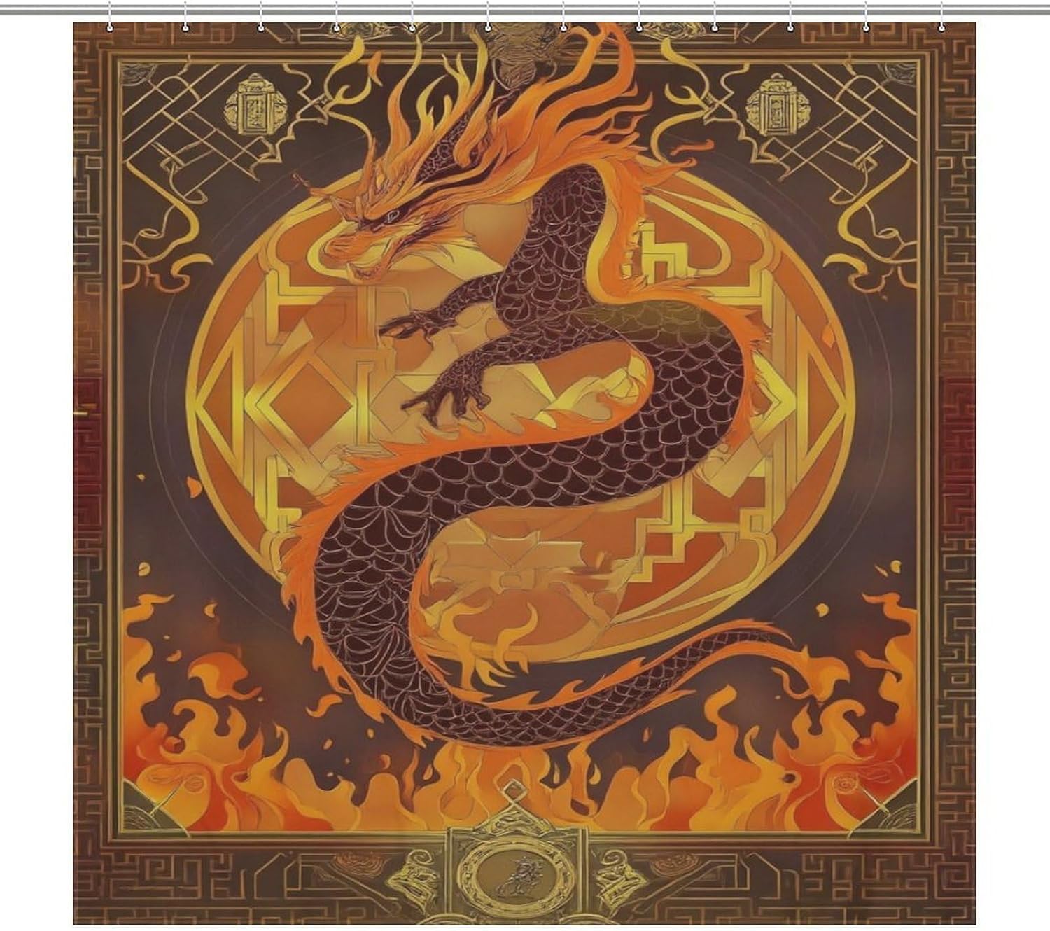 Dragon Fire Shower Curtain Soft Bath Curtain Waterproof Polyester Fabric Shower Curtains for Bathroom Decorations Home Indoor Decor 72x72Inch