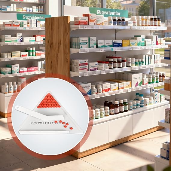 Pill Counter Tray, Triangular Pill Counting Tray with Spatula, Pharmacy Counting Tray for Sorting Tablets