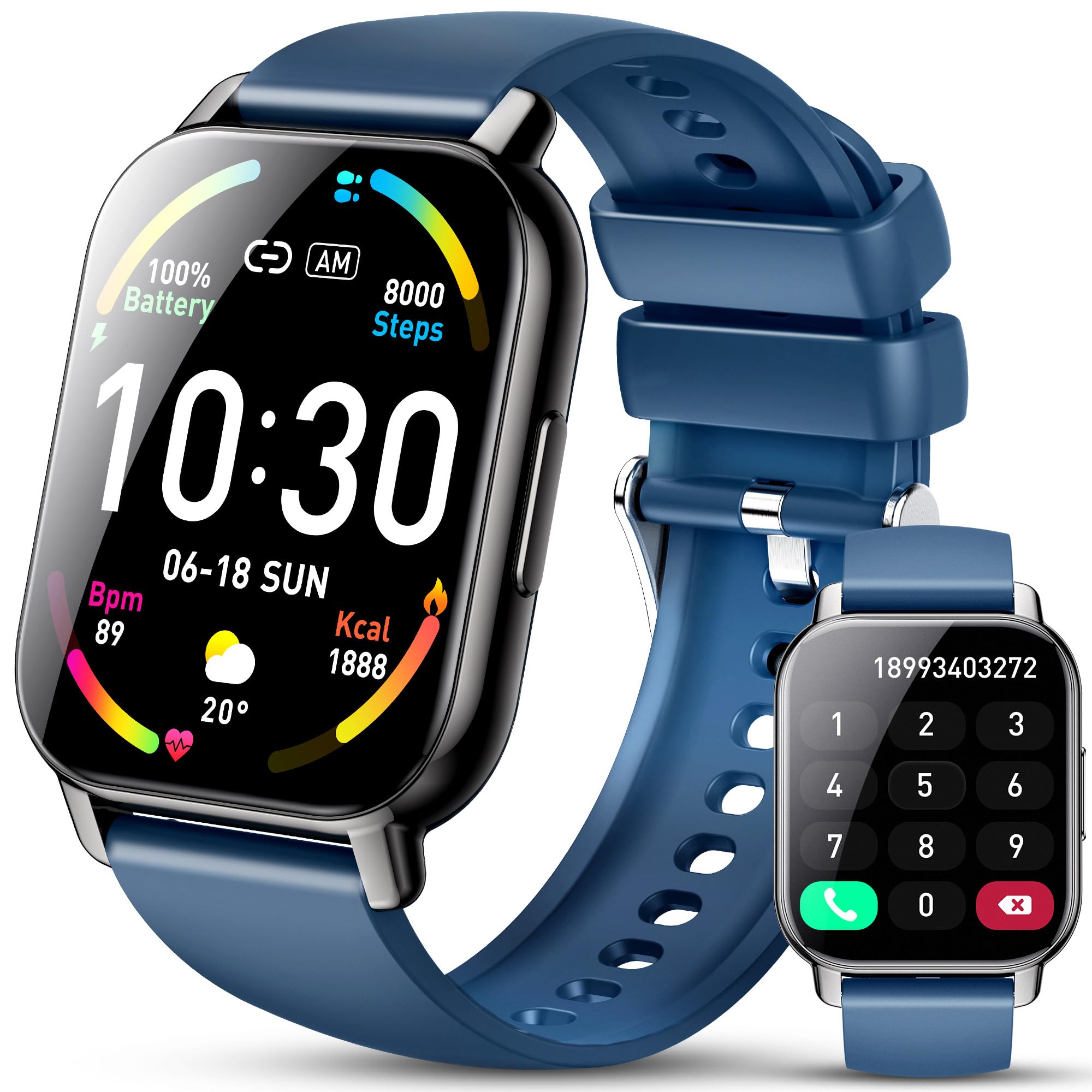 Hoxe Smart Watch for Men Women(Answer/Make Calls), 1.85" Inch HD Touch Screen Smartwatch with Heart Rate Sleep Monitor, 112 Sports Modes, IP68 Waterproof Fitness Watch, Compatible with Android IOS