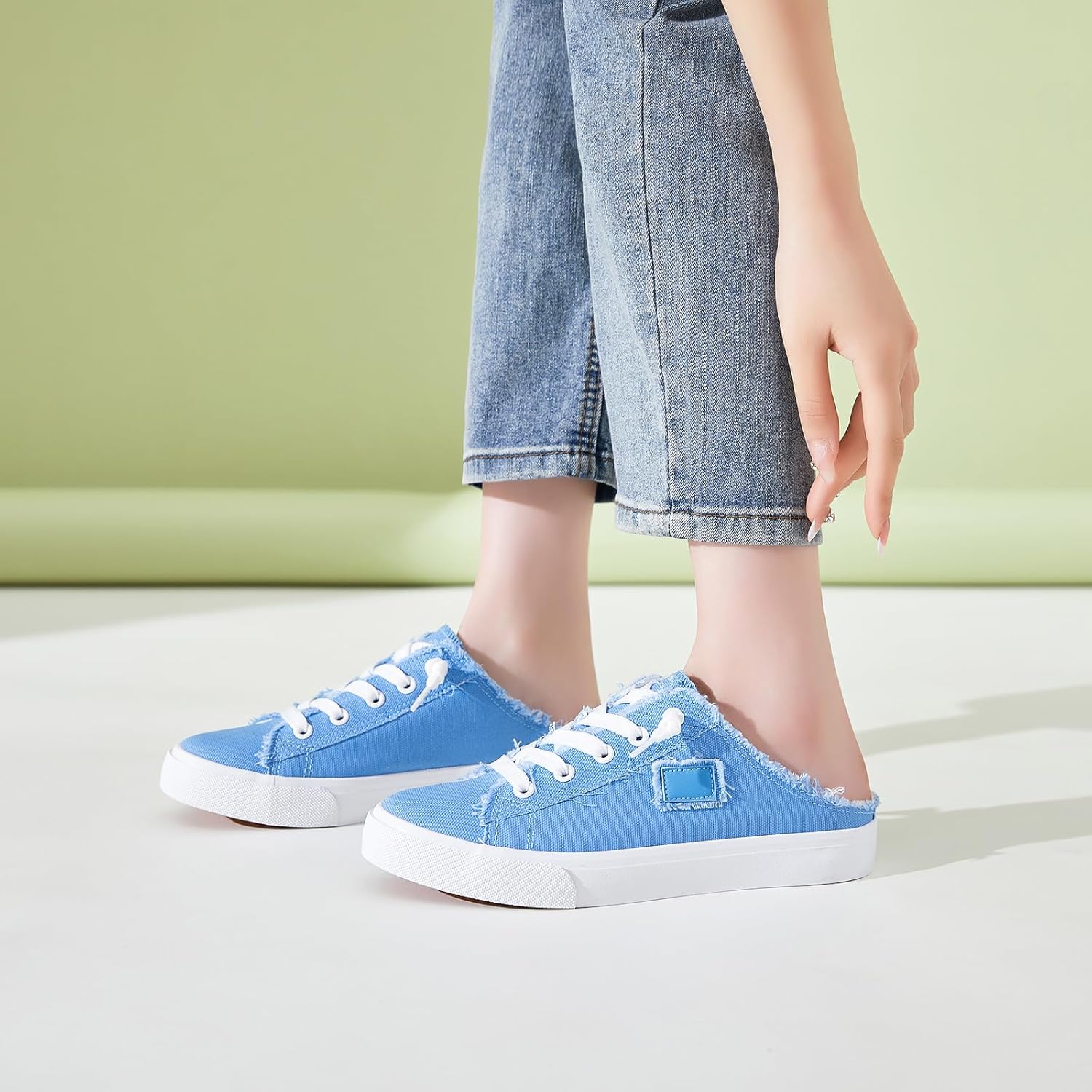 BENPAO Women's Slip on Sneakers Canvas Slip ons Shoes Fashion Comfortable Mules Womens Non Slip Loafers Casual Backless Shoes - Image 7