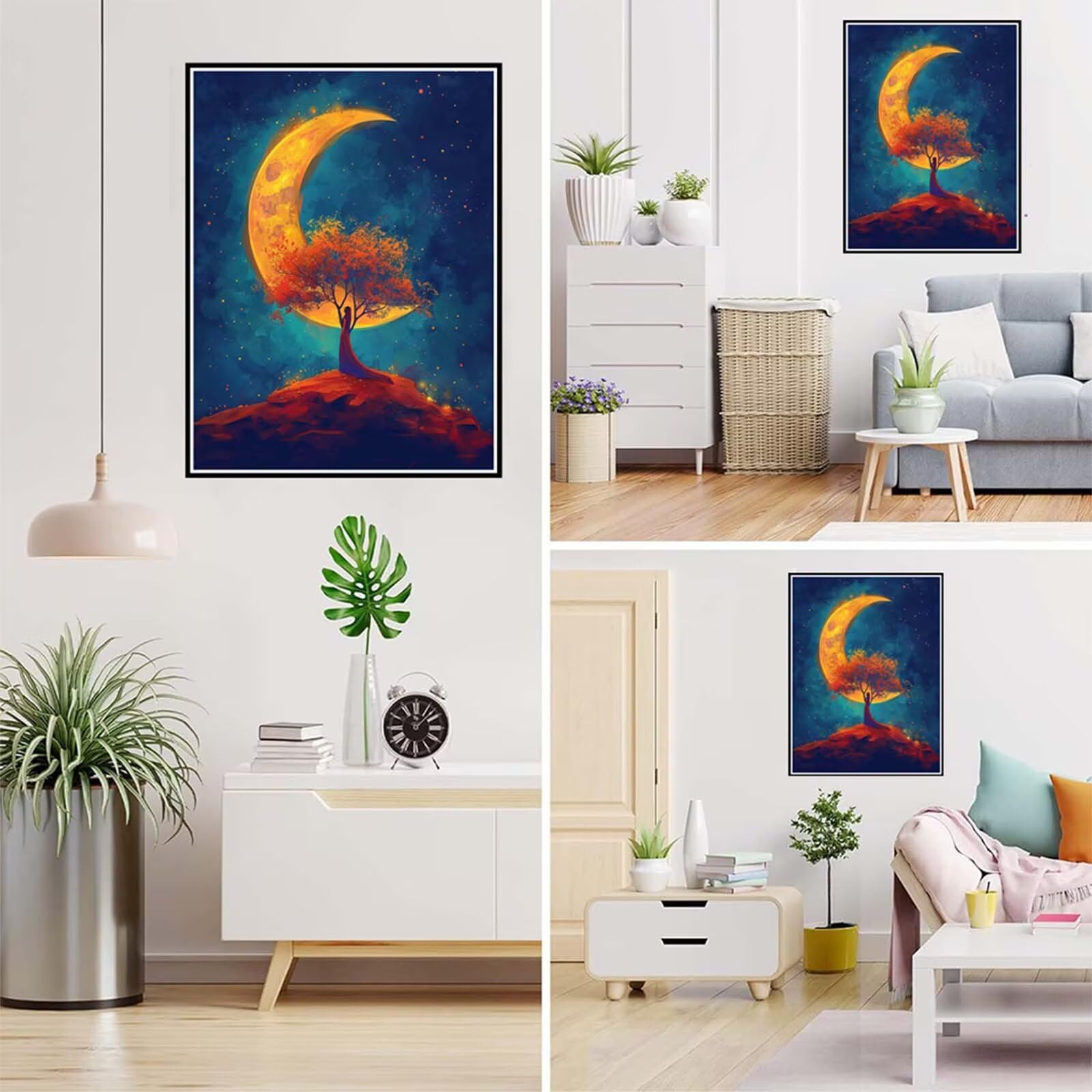 Diamond Painting Mond Malen Nach Zahlen Erwachsene, 5D Diamant Painting Bilder Frau Diamond-painting Mosaikherstellung Bastelset Kinder ab 6 Jahre, Deko Wohnzimmer, Mädchen Geschenke 70x100cm 6X-915