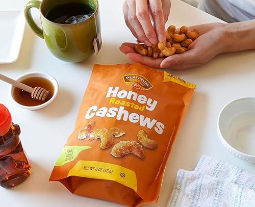 Miniatura 5 de Platinum - Anacardos tostados con miel de 11 onzas, bolsa resellable  Anacardos saborizados  Nuez gourmet tostada dulce y sabrosa  Snack sobre la