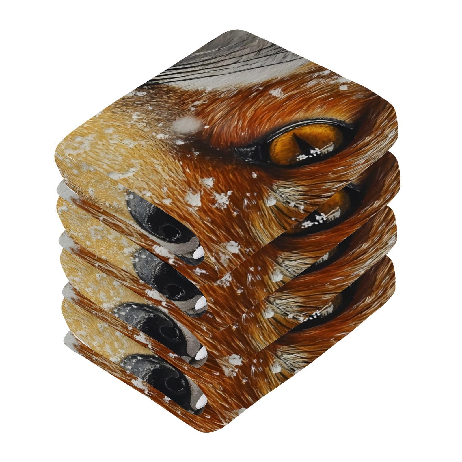 YANENDIE Fox Portrait Washcloths Towels, Highly Absorbent and Soft Cotton Face Cloths, 6 Pack Quick Dry Wash Cloths - 12 X 12 Inches