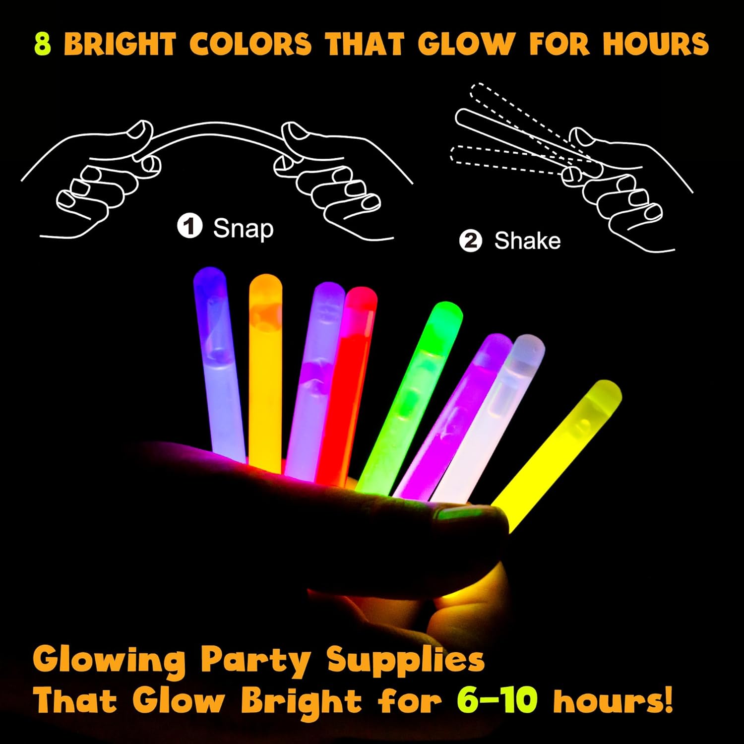 POPGIFTU Mini Glow Sticks Bulk (400 Pcs), 8 Vibrant Colors, 1.96" Glow-in-the-dark Sticks for Easter Egg Hunts, Neon Party Favors, Pool Decorations, Kids’ Prizes, Weddings