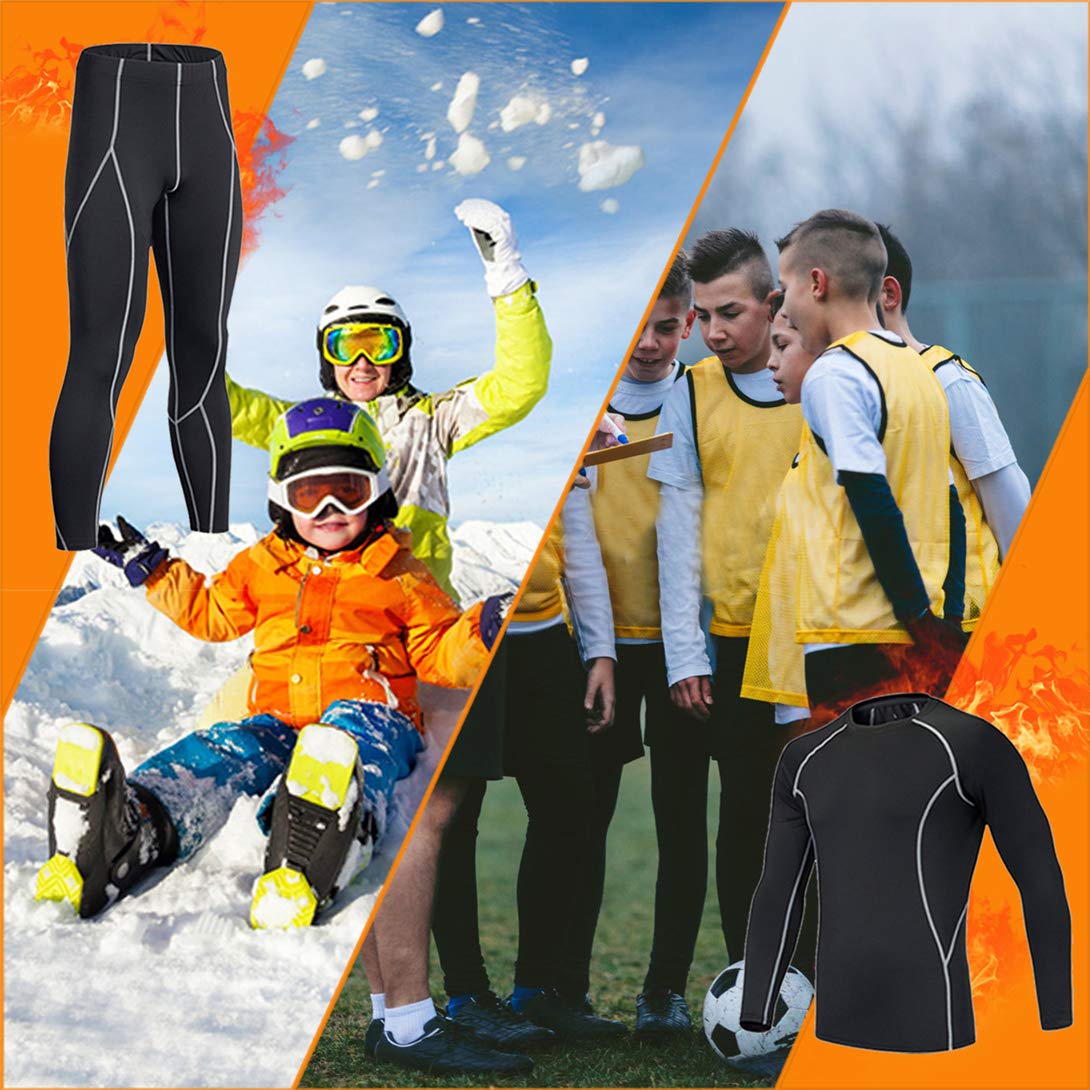 TBoonor Biancheria Intima Termica per Bambini Set di Biancheria Intima da Sci Bambini Funzionale Camicia Termico Pantaloni per Running Sport Invernali Ragazzi