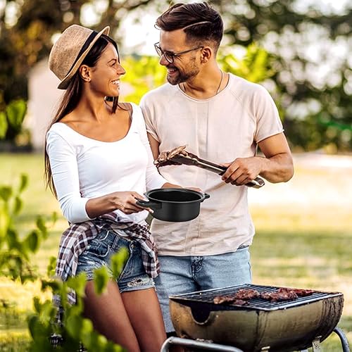 Miniatura 5 de Juego de utensilios de cocina antiadherentes, juego de 13 piezas portátiles y ligeras de hierro fundido ollas y sartenes con tapas de vidrio y