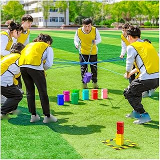Kit de Juegos para el día de Campo, Juegos de Trabajo en Equipo al Aire Libre para 5 a 20 Personas, Juegos de apilamiento de Bloques de Trabajo en Equipo para Adultos y niños (Color: Amarillo, tamañ