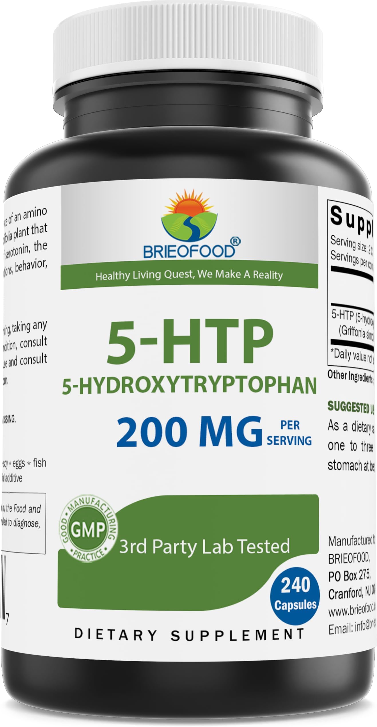 NOW Supplements, 5HTP (5hydroxytryptophan) 200 mg, Double