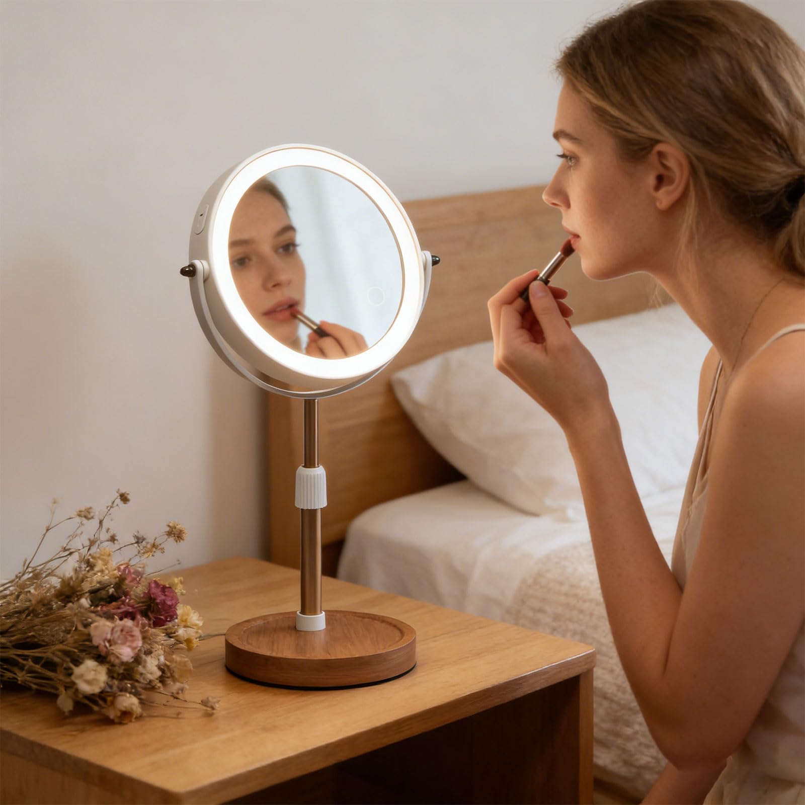Vetro cosmetico illuminato in altezza con 3 viste, B