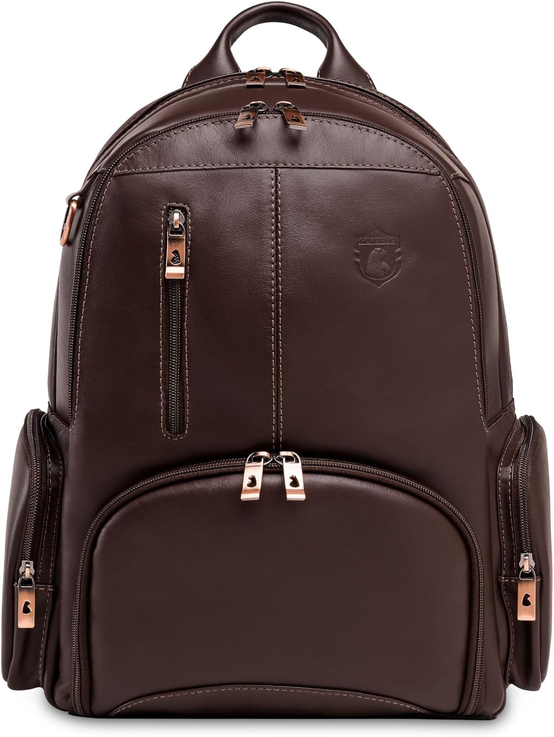 Nordweg Leather Laptop Backpack NW072B – Lightweight Daypack for Work, Travel & College – Fits Laptops up to 15.6” (Brown)