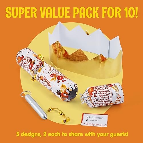 Miniatura 3 de JOYIN Paquete de 10 recuerdos de fiesta de Acción de Gracias, sin broches y sin estallar con sombreros de fiesta, broma y regalo, diseñado con