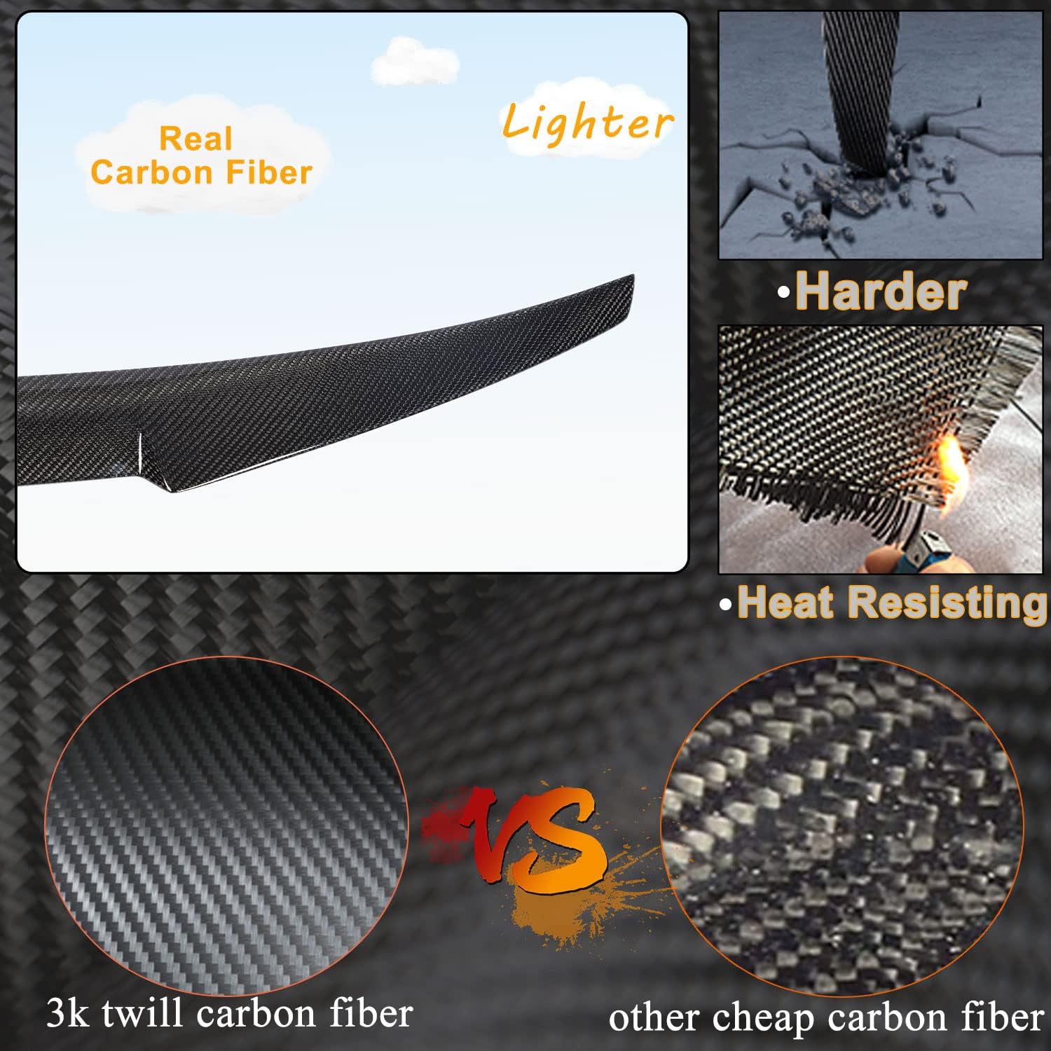 MCARCAR KIT Carbon Fiber Trunk Spoiler Fits for BMW 3 Series 2-Door E46 Coupe 1999-2006 318is 323is 325ci 328ci 330ci Rear Boot Lid Highkick Wing Lip Factory Outlet(Coupe 2-Door)