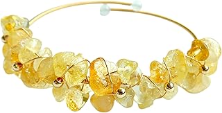 Handmade Citrine Crystal 14k Gold Filled Wire Wrapped Bracelet, Birthstone Adjustable Bangle Cuff. Healing Gemstone Crysta...