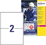 Avery B3655-50 (210 x 148.5mm) Extra Strong Adhesive, Ultra Heavy Duty Industrial Waterproof GHS Labels, 2 Labels Per A4 Sheet - 1