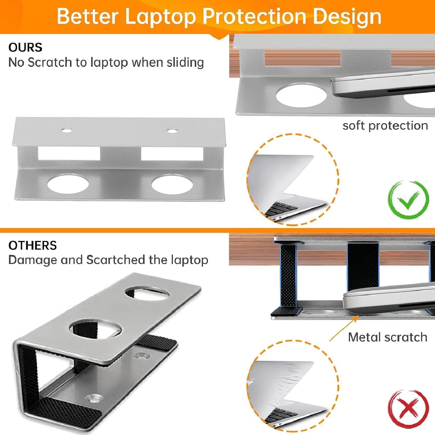 Pilipane Under Desk Laptop Mount Holder Space Saving No Scratch Hard Carbon Steel Under Desk Shelf for Keyboard with Screws