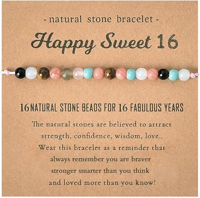 Sweet 16 Beaded Bracelet Gifts for Girls 16th Birthday Gifts for Daughter Granddaughter Gifts for 16 Year Old Girl Birthday Gift Ideas Best Friend Bday Gift for Women Sweet Sixteen Party Favors