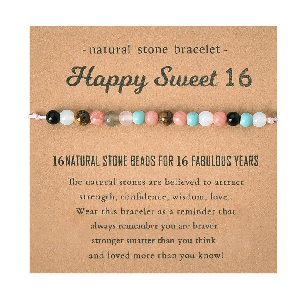 Sweet 16 Beaded Bracelet Gifts for Girls 16th Birthday Gifts for Daughter Granddaughter Gifts for 16 Year Old Girl Birthday Gift Ideas Best Friend Bday Gift for Women Sweet Sixteen Party Favors, Small