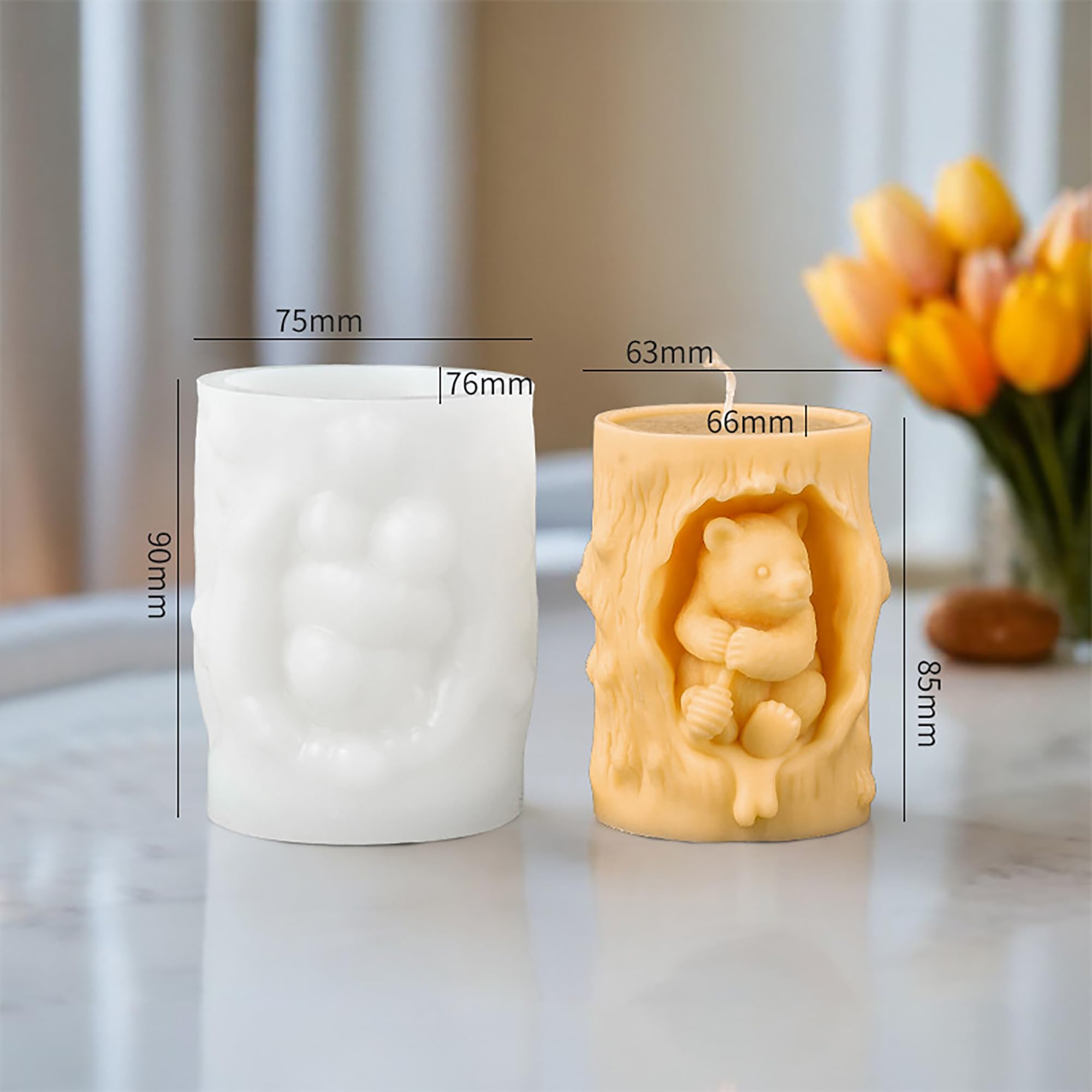 Tree Bear Candle Mold - Animal & Bear Resin Casting Molds, Silicone Clay Jewelry Molds, Candle Making Craft Supplies