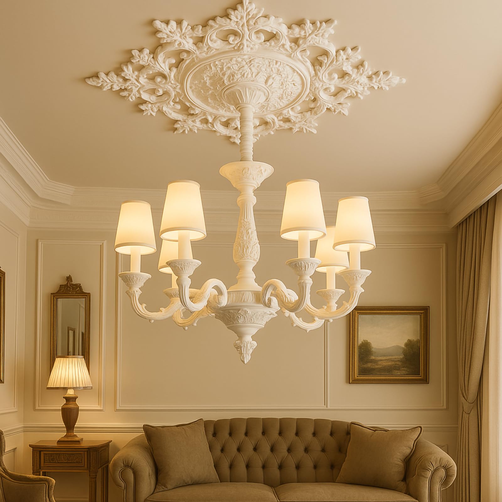 Nuanchu 28'' Large PU Ceiling Medallion for Chandelier Light Fixtures — Amazon image 10