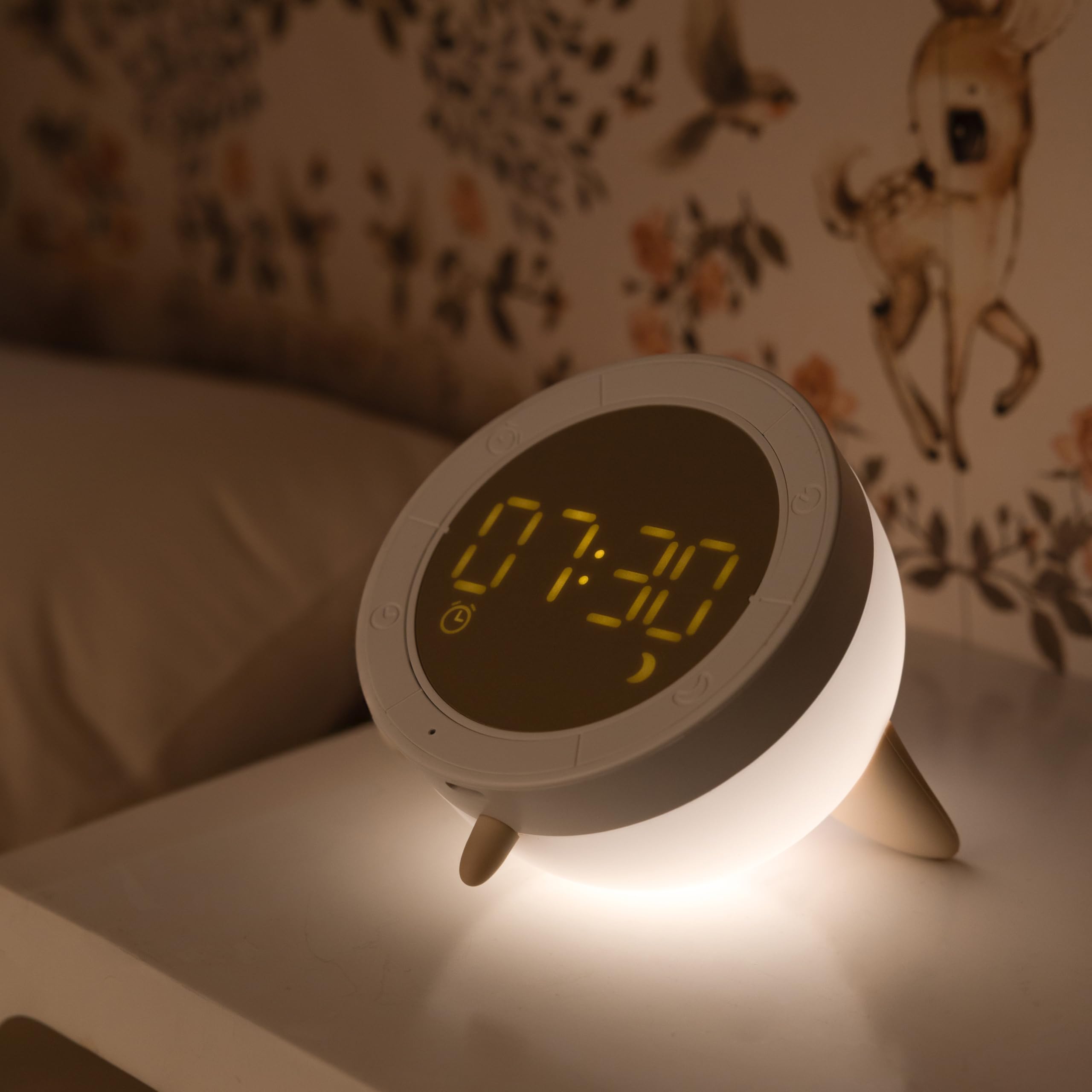 Fisura – Luz Nocturna Infantil Gato. Reloj Despertador con luz Nocturna para niños. Reloj con Pantalla LED. Quitamiedos con Brillo Ajustable. Regalo Infantil Original.
