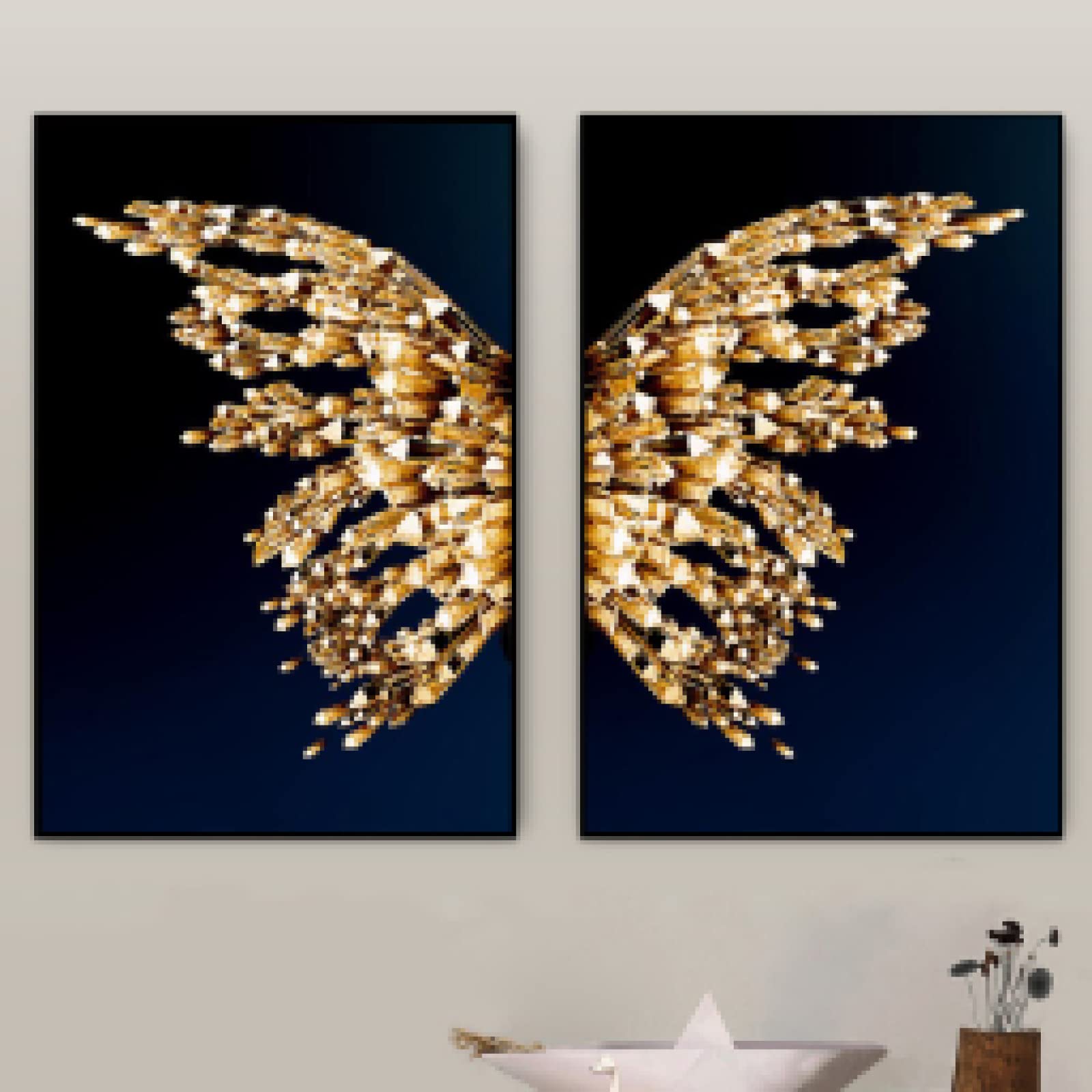 Impression sur toile papillon d'or décoration murale maison - 8