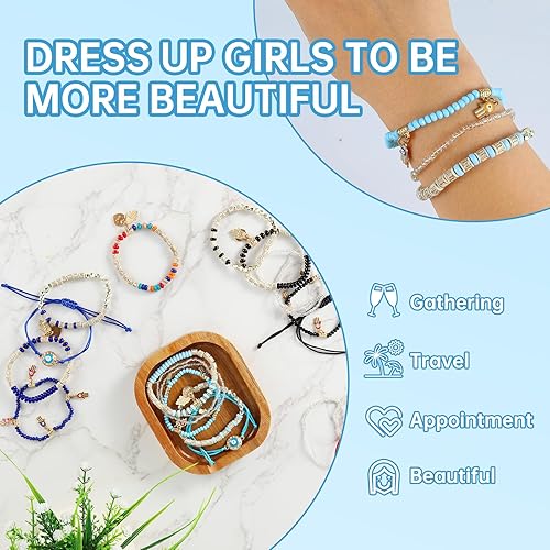 Miniatura 9 de 12Pcs Women's Bracelets Preppy Bracelet Protection Bracelet Friendship Bracelet Devil Eye Beaded Fashion Bracelet Bohemian Multilayer Rice Bead