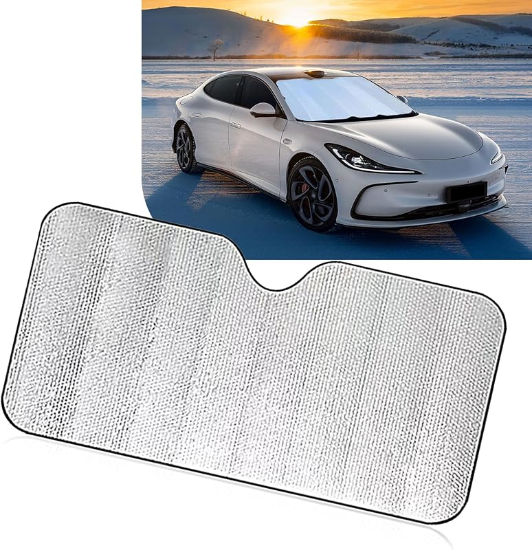 Accordion Foldable Windshield Sun Shade, Reflective Sunlight Highly Effective Cooling Heat Insulation Sunshade, Convenient to Stow Summer Accessories, Suitable for Most Cars (Silver #M)