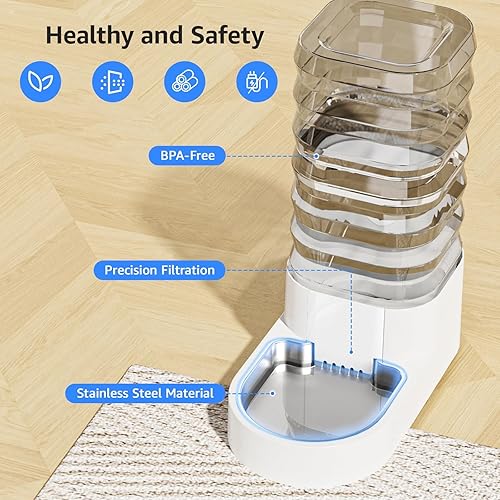 Miniatura 5 de Gravity - Dispensador de agua para perros y gatos de 6.5 litros, cuenco automático de agua para perros y gatos, 100% libre de BPA, autollenado de