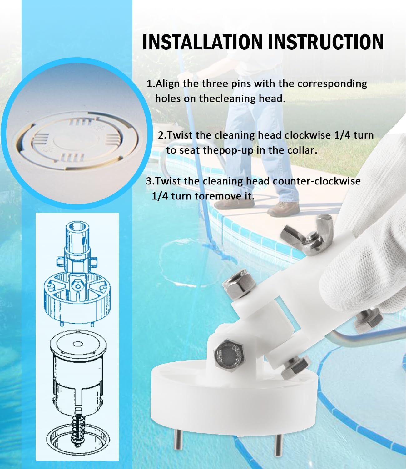 522079 Style II Cleaning Head Installation Tool fit for A&A Style II Cleaning Heads, 3 Prong image 3