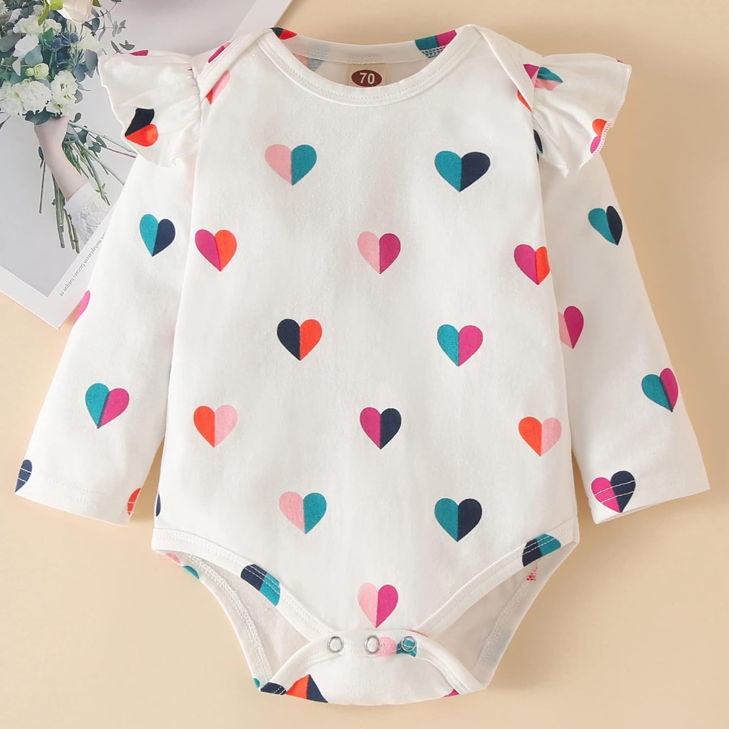 Fullfamous Baby Girl's 3pc Frill Long Sleeve Romper and Pant Set - Image 4