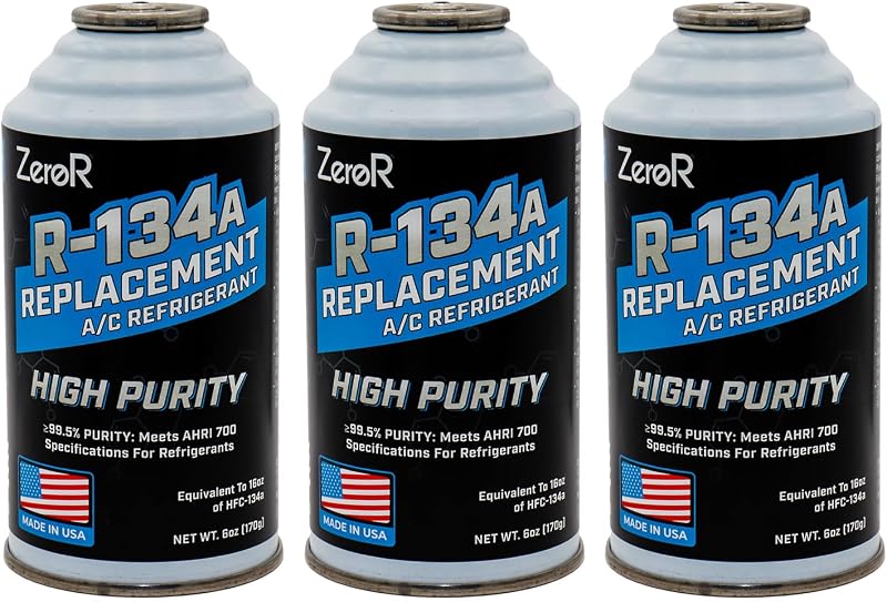 Refrigerante automotivo para ar-condicionado ZeroR R134a, hidrocarboneto de alta pureza – 3 latas de 170 g