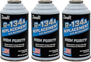 ZeroR® High-Purity R134a Replacement Refrigerant – Eco-Friendly 100% Natural Hydrocarbon A/C Recharge Gas – Compatible with R134a Systems – 3 Cans (6 oz Each)