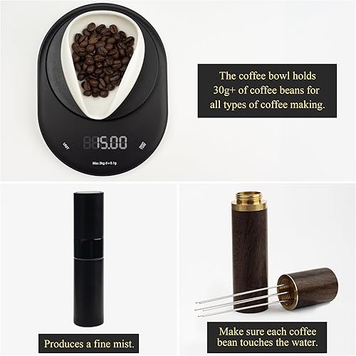 Miniatura 3 de Botella de spray de taza dosificadora de granos de café y juego de herramientas WDT, herramienta RDT, kit de bandeja dosificadora de cerámica (hasta