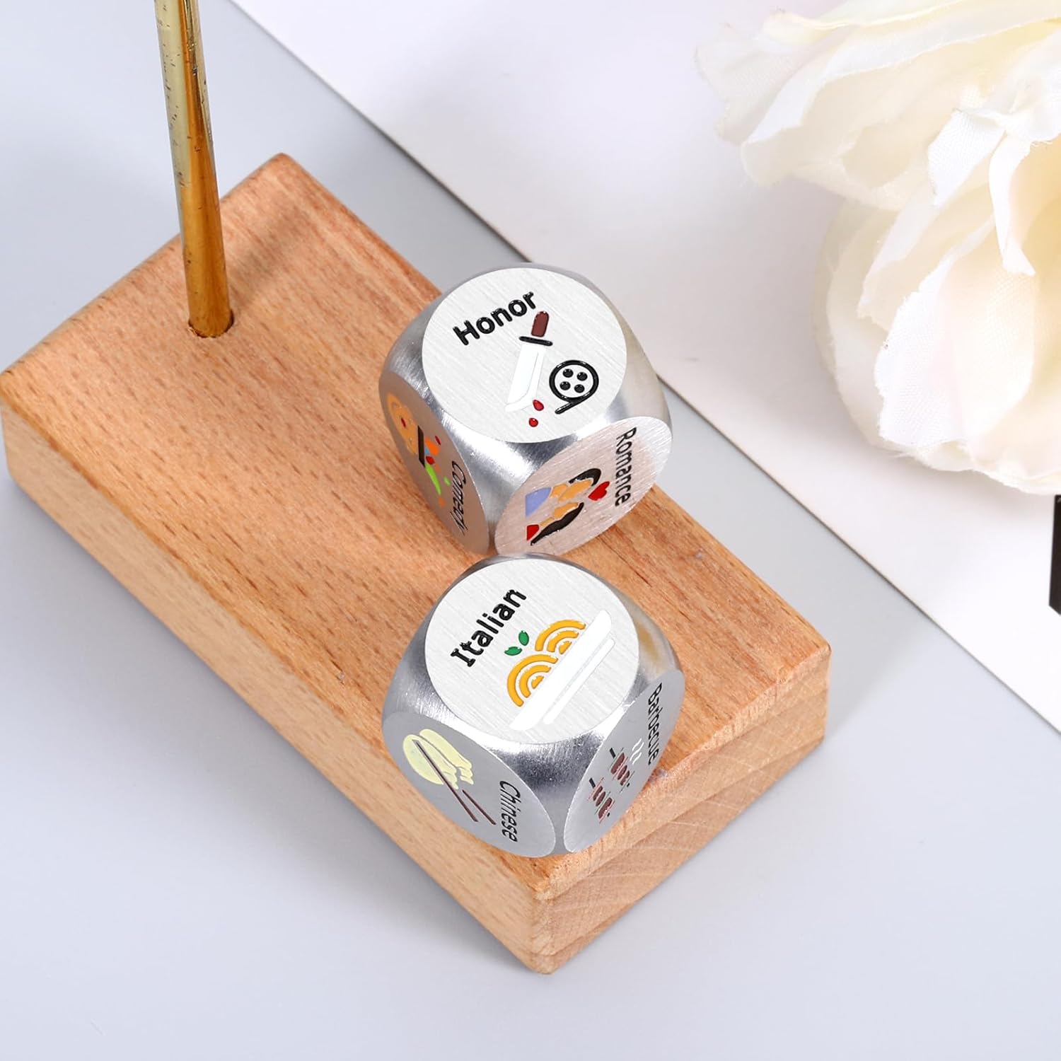 2 Year Anniversary Wedding Gift for Him Her 2PCS Food Dice Adult Men Easter Gifts to My Husband Gifts Movie Night Supplies for Wife Gag Gift for Adults Funny Date Night Dices Wedding Registry Ideas