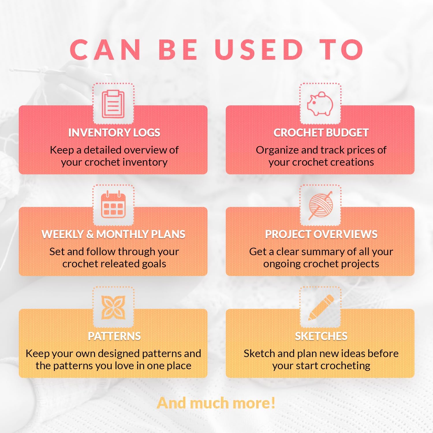 Crochet Planner 3-Ring Binder 8.5x11'', Organize Your Hooks, Yarn & Patterns, Projects Journal Notebook, Complete Log Book Starter Kit & Great Gift Idea