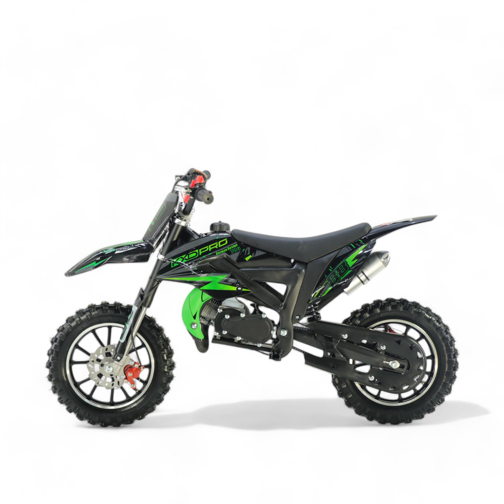 KXD 706/708 Blitzer 49cc Bambino 2 Tempi 45km/h Dirt Bike CrossBike Pitbike Pocket Kids Cross Motor Bike Moto Veicolo bambini (verde, KXD 706A 49ccm 2T)