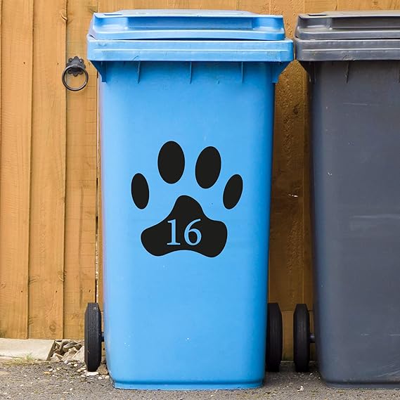 Paw Print House Dustbin Sticker Wheelie Bin Pet Sticker Wheely Bin