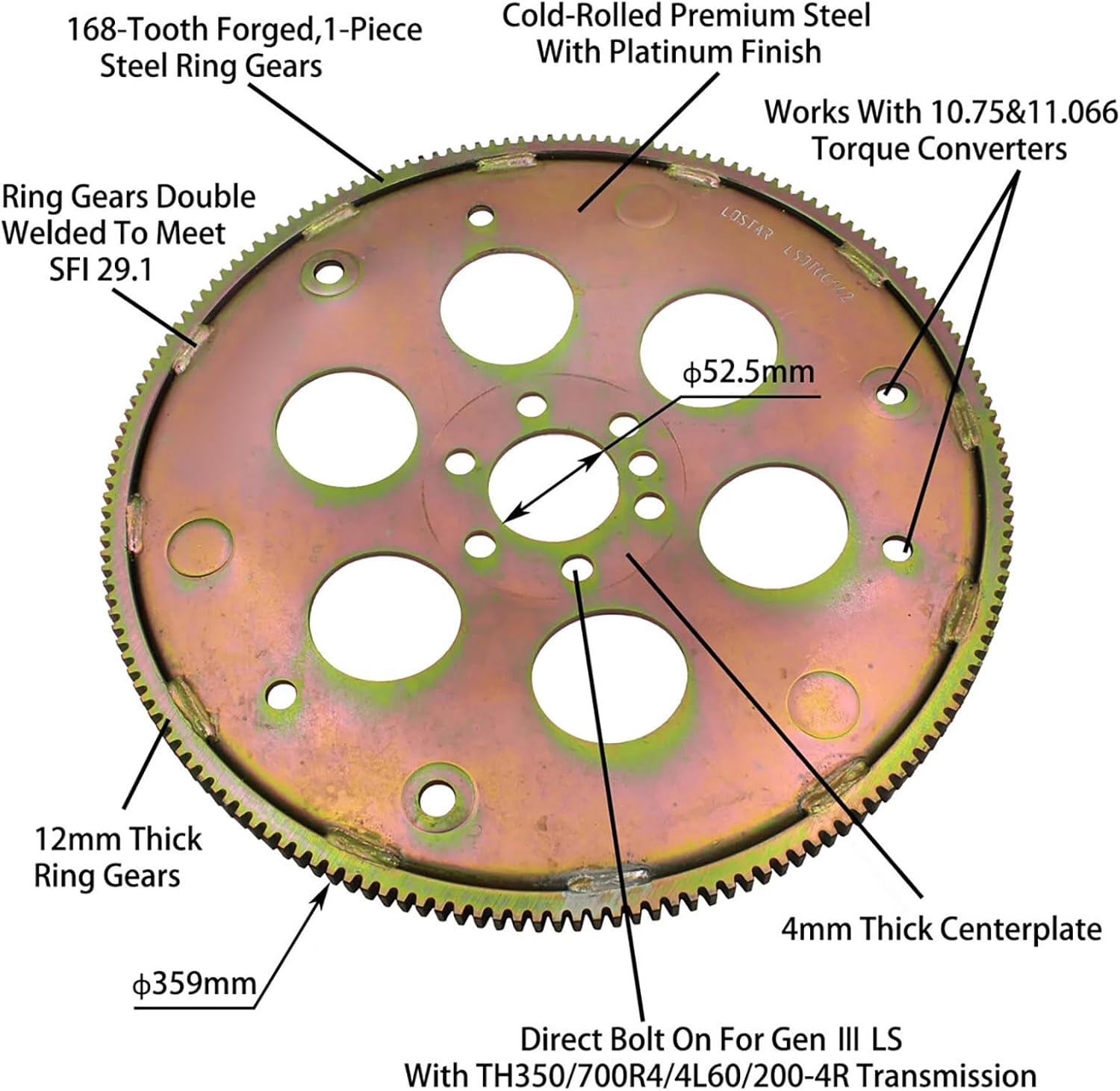 Adapter Flexplate Kit Car Accessories for LS1/2/6/5.3/6.0 Gen III GM to TH350/700R4/4L60 LSOT00142 + LSRB200748