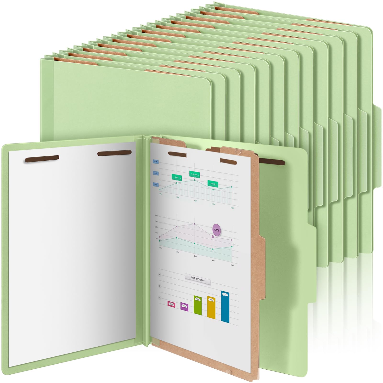 AmazingSpark Klassifizierungsmappe, Briefgröße, Großpackung, 1 Trennwand, Presskarton-Aktenordner mit Erweiterung, 2 Zinkenverschluss, strapazierfähig, Büro, Aktenordner für Schule, medizinische