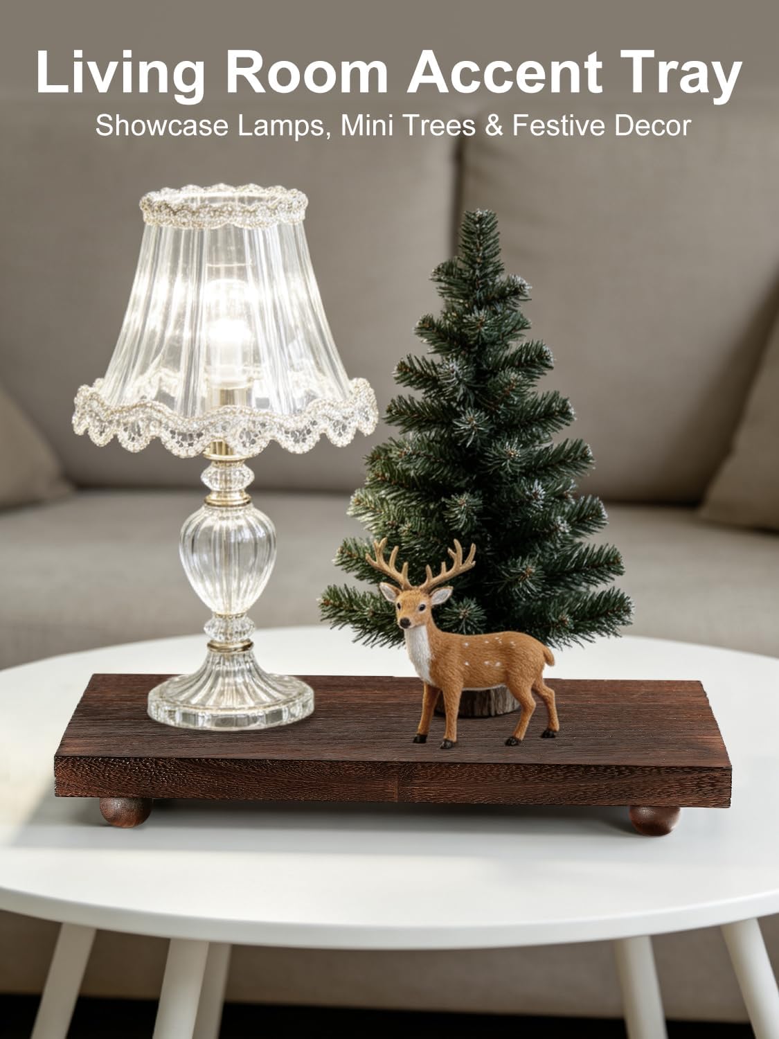 Wood Pedestal Stand 12 x 7 Inch, Farmhouse Wooden Riser for Kitchen image 5