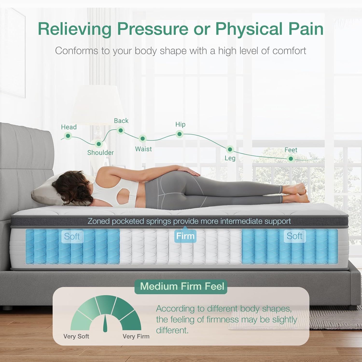 Novilla Queen Mattress in a Box, Queen Size Mattress 10 Inch,Pocket Innerspring with Foam Layer for Motion Isolation & Pressure Relief,Medium Firm Feel,CertiPUR-US