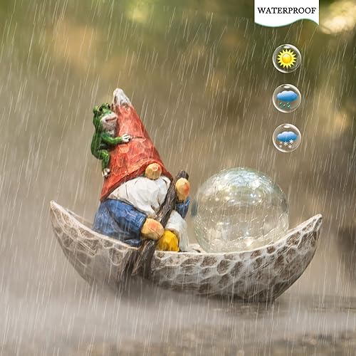 Miniatura 5 de Estatua de gnomo de jardín, figura de gnomos solares, decoración de gnomos al aire libre, decoraciones de gnomos para patio con luz solar,