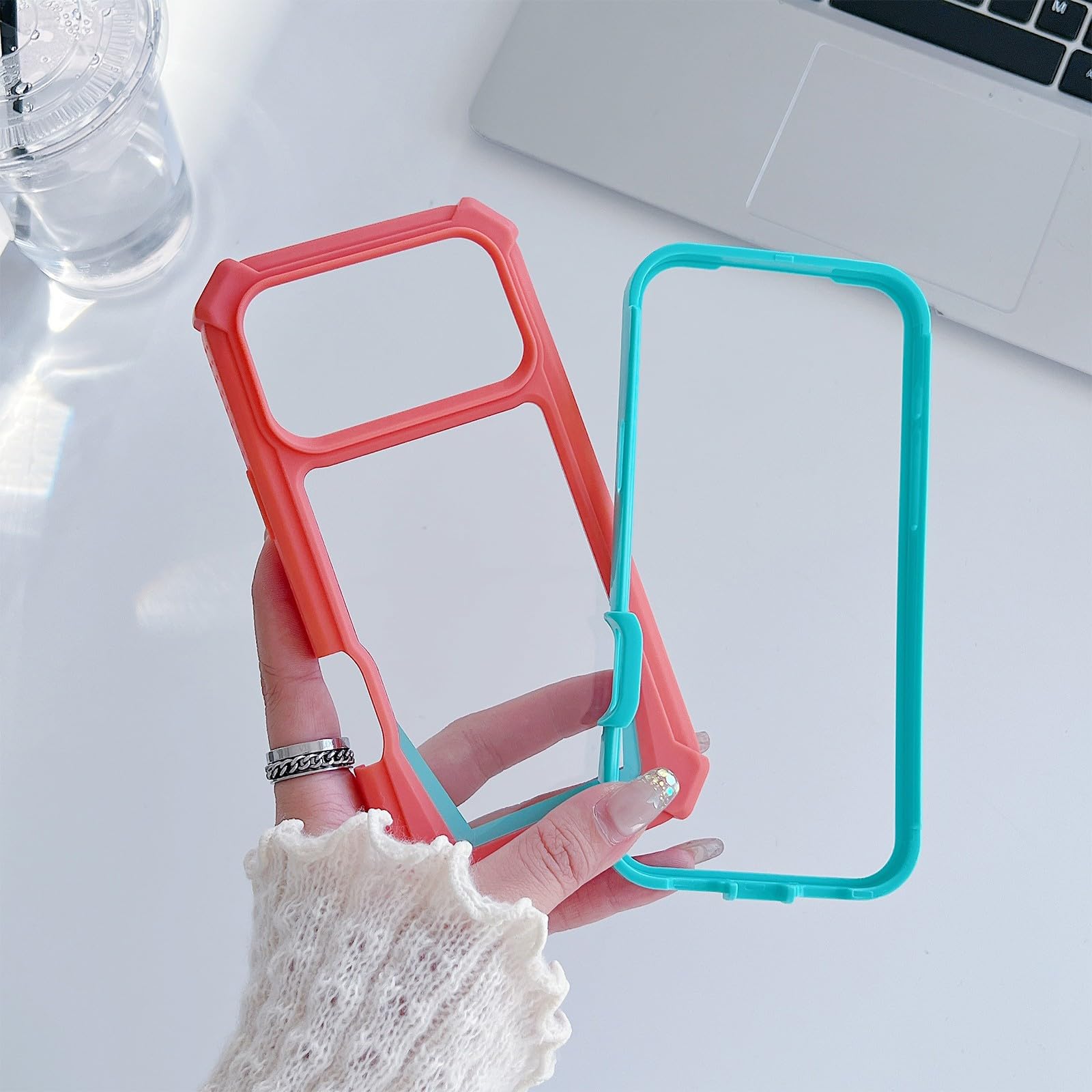 Carcasa para iPhone 15 (Color: negro) Carcasa rígida de silicona transparente de doble capa delantera trasera