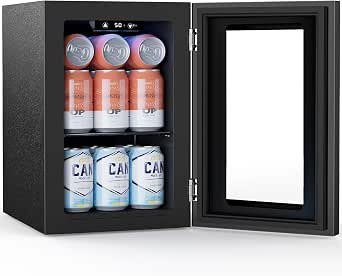 COWSAR Commercial Beverage Refrigerator 24-Can Mini Fridge, Countertop Wine Cooler with Digital Thermostat, LED Light, Freestanding
