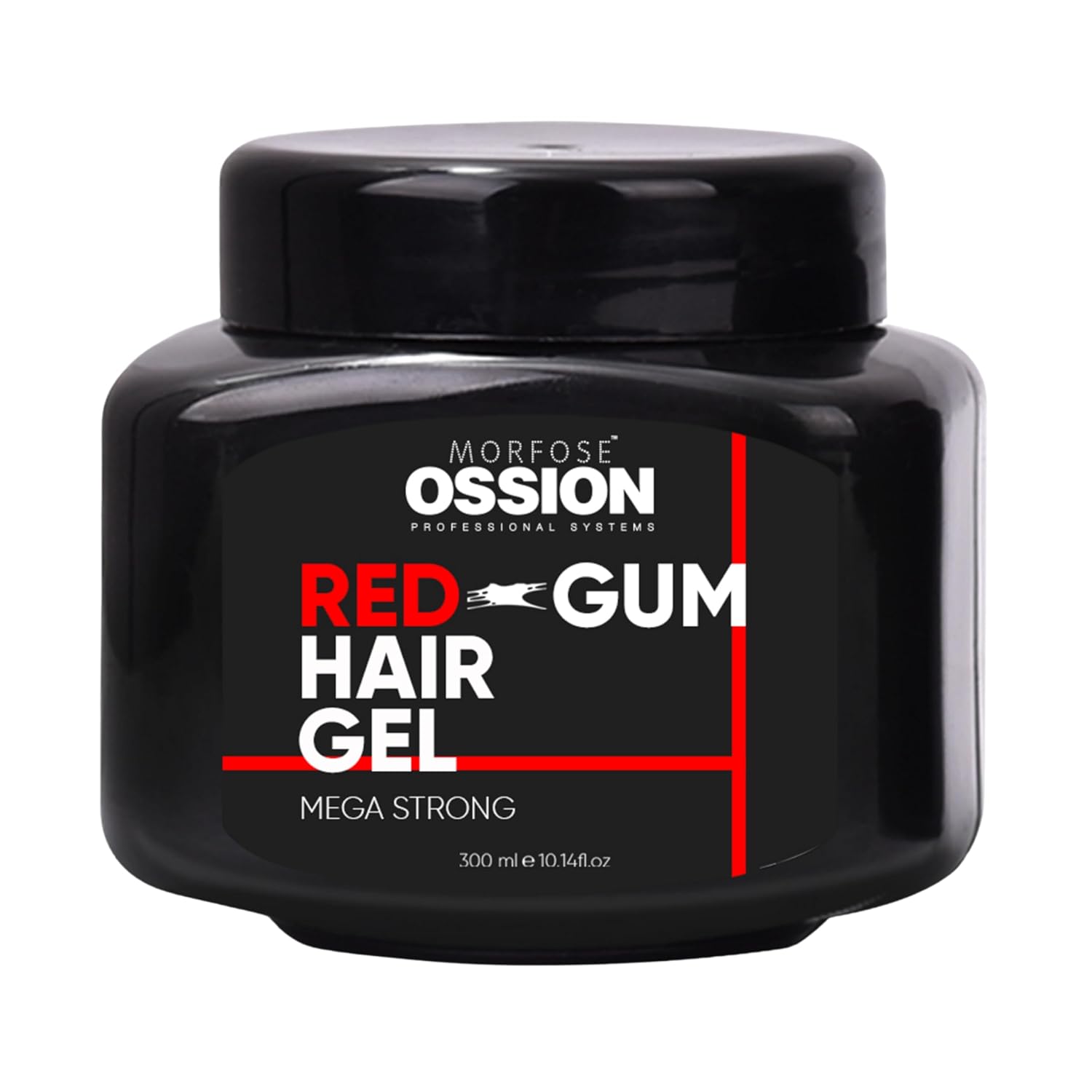Morfose Ossion Red Gum Hair Gel, Extra Strong Hold Hair Styling Gel for Men, Long-Lasting Control & Shine, Flake-Free, Non-Sticky Formula – Professional Barber Quality, 25.36 Fl oz