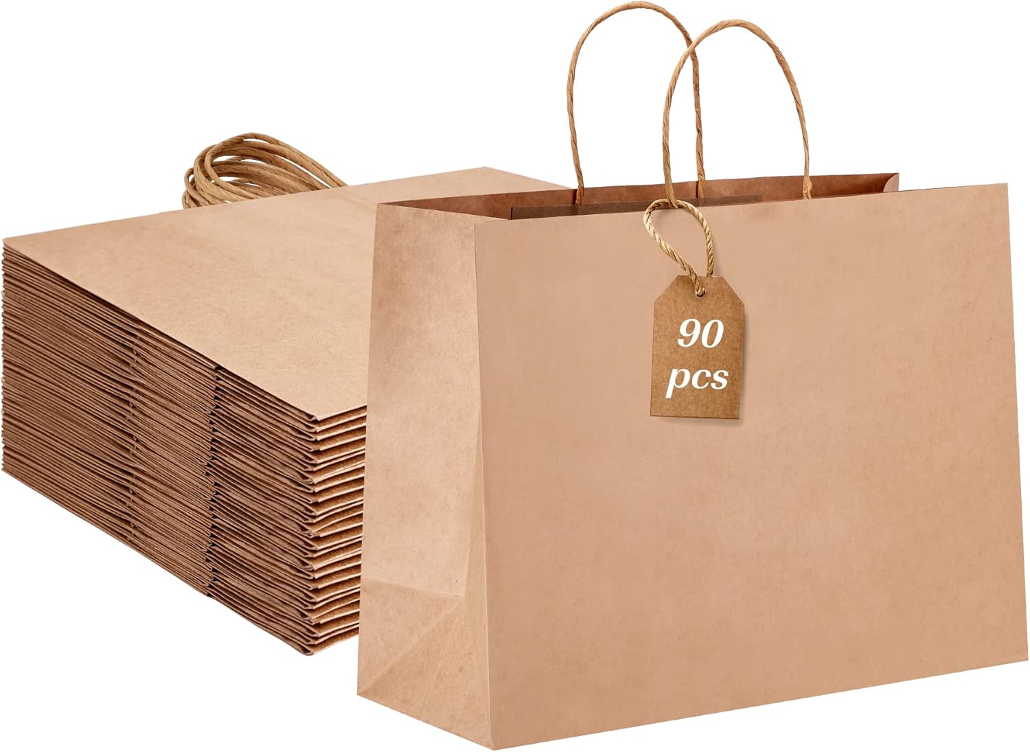 Moretoes 16x6x12 Inch 90pcs Kraft Paper Bags, Paper Bags